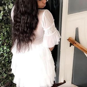 White Ruffled Mini Dress